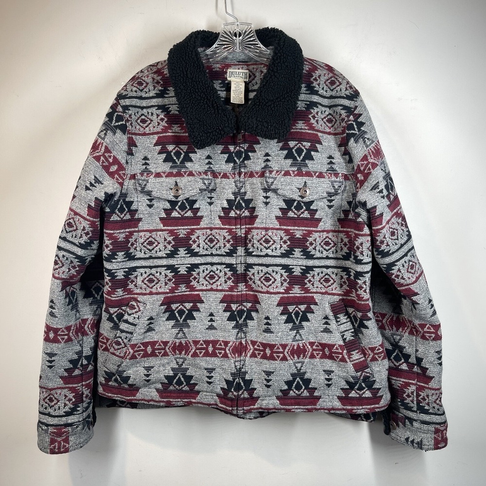 Duluth Trading Co Tribal Navajo Tapestry‎ Blanket Coat Southwestern Womens Sz XL